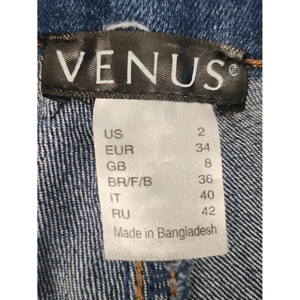 VENUS (Jeans & Polo) High Rise Medium Wash Cut Off Distressed Denim Shorts, 2